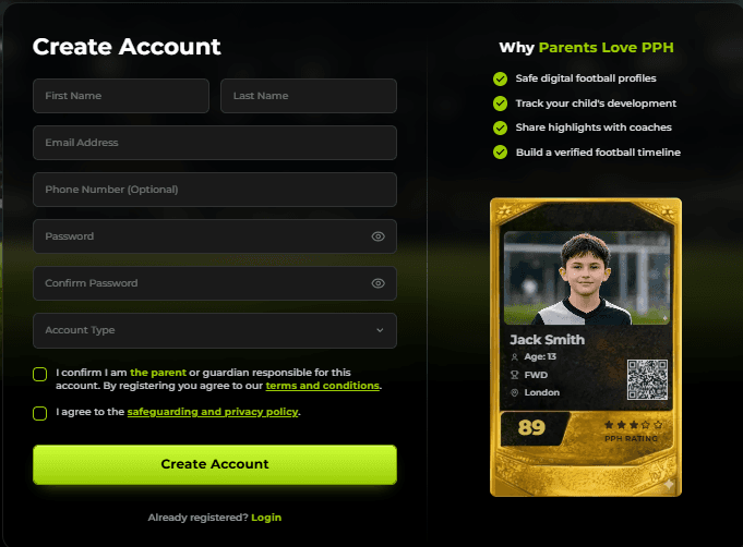 Build a secure foundation for managing and supporting your player’s football journey.